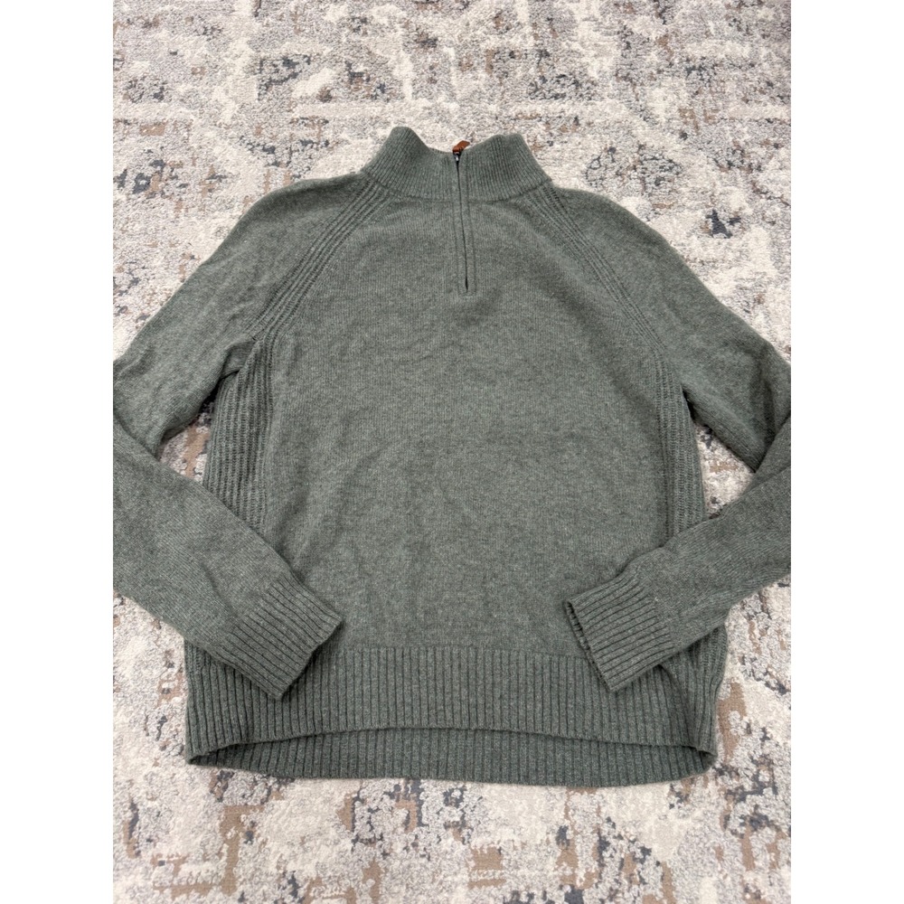 Banana Republic Mens Italian Yarn Wool Quarter Zip Sweater Olive Green M